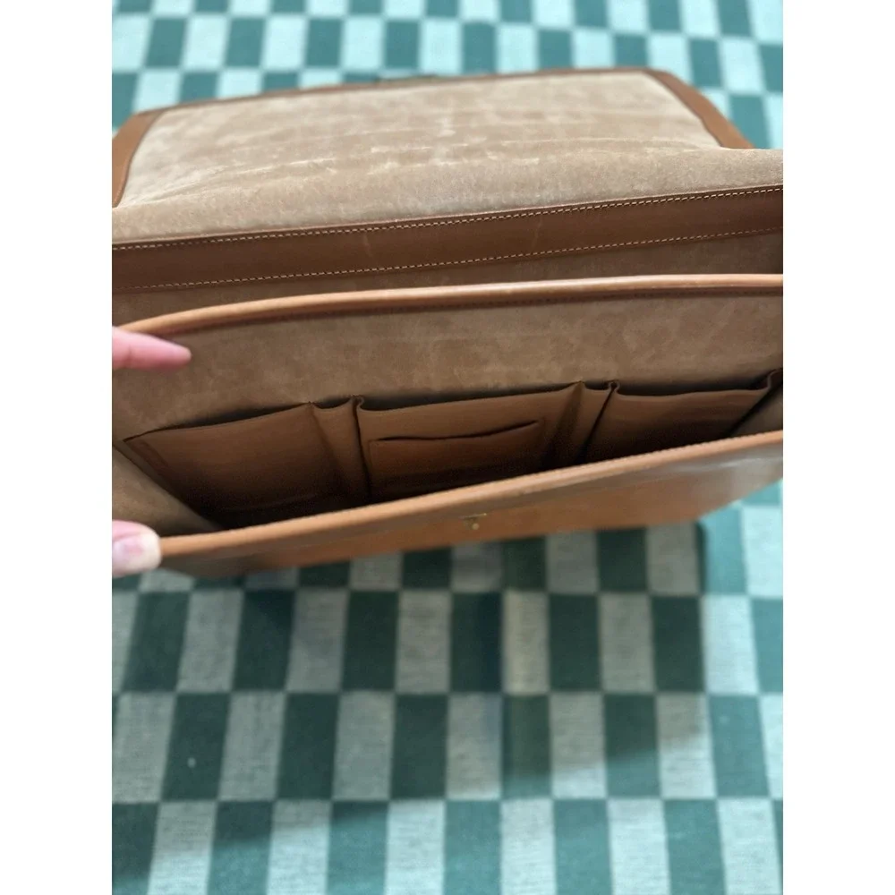 Hartmann Belting Leather Flapover Messenger‎ Double Gusset Briefcase Attache Nos